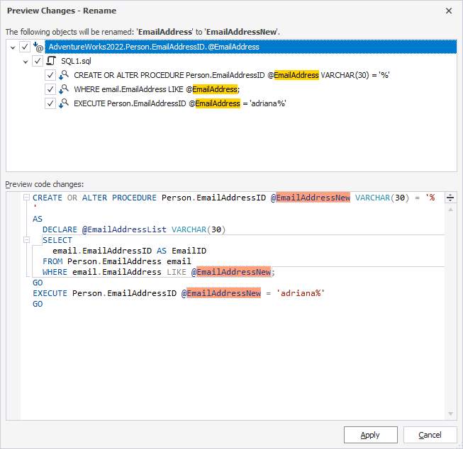 Preview the code changes