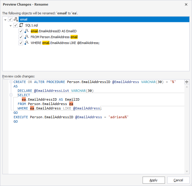 Preview the code changes