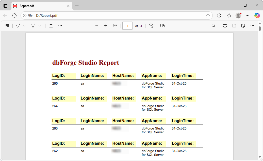 Generate audit reports using Report Designer