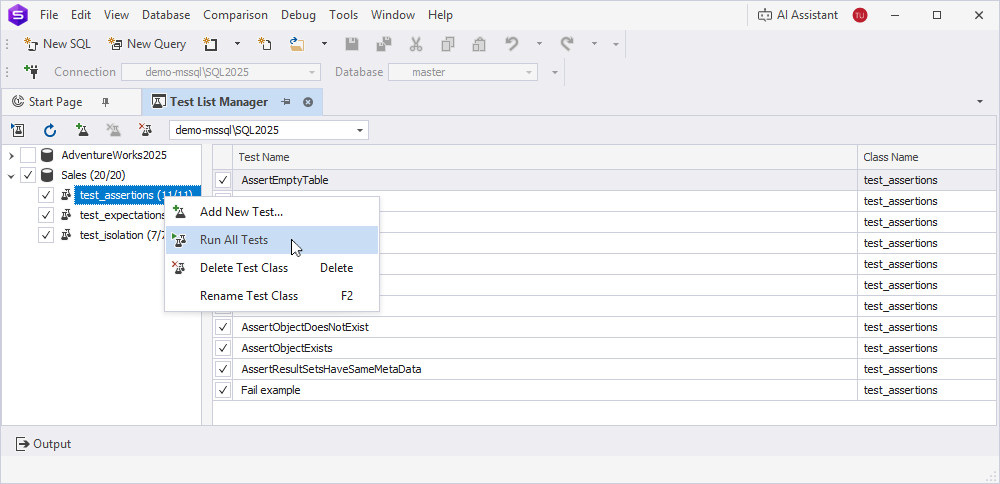 Run all unit tests of a specific test class