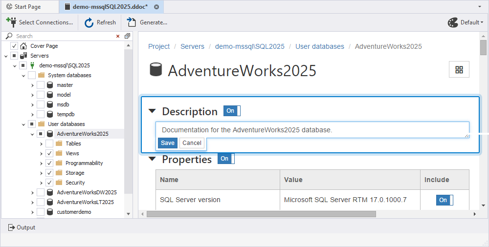 Add the documentation description
