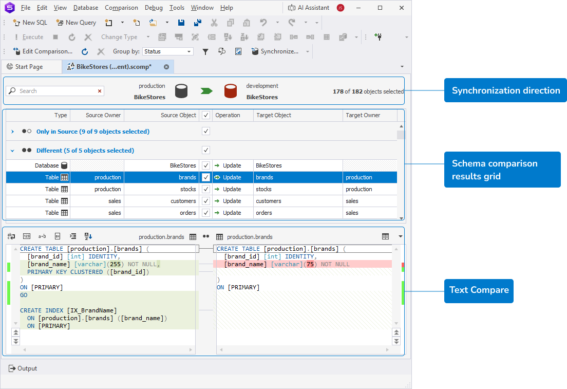 Schema Comparison document