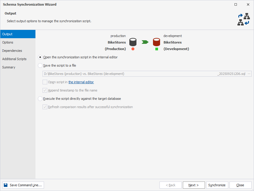 Schema Synchronization Wizard