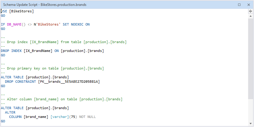 Schema update script