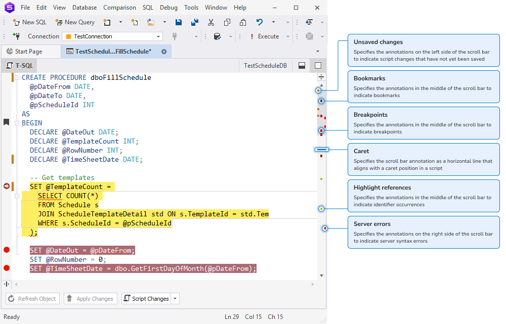 Added scroll bar annotations