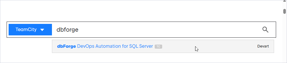 Select the dbForge DevOps Automation for SQL Server plugin