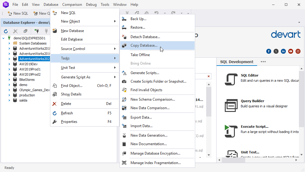 How to copy a SQL Server database