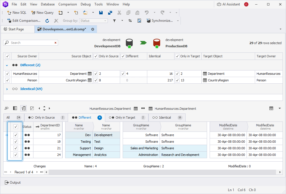 Select individual rows