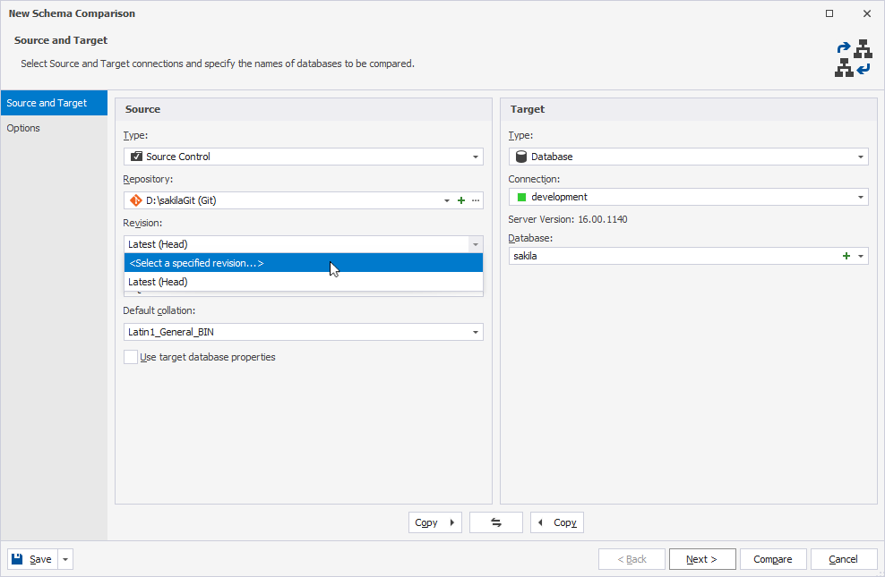 Select a specified revision