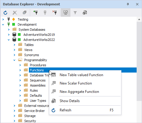 Perform operations on the Functions node