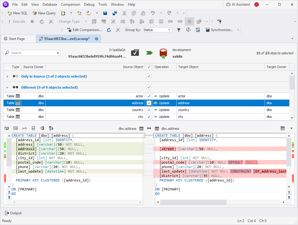 View the comparison results