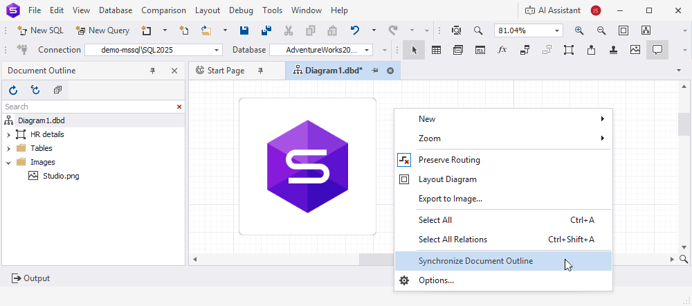 Synchronize an image with Document Outline