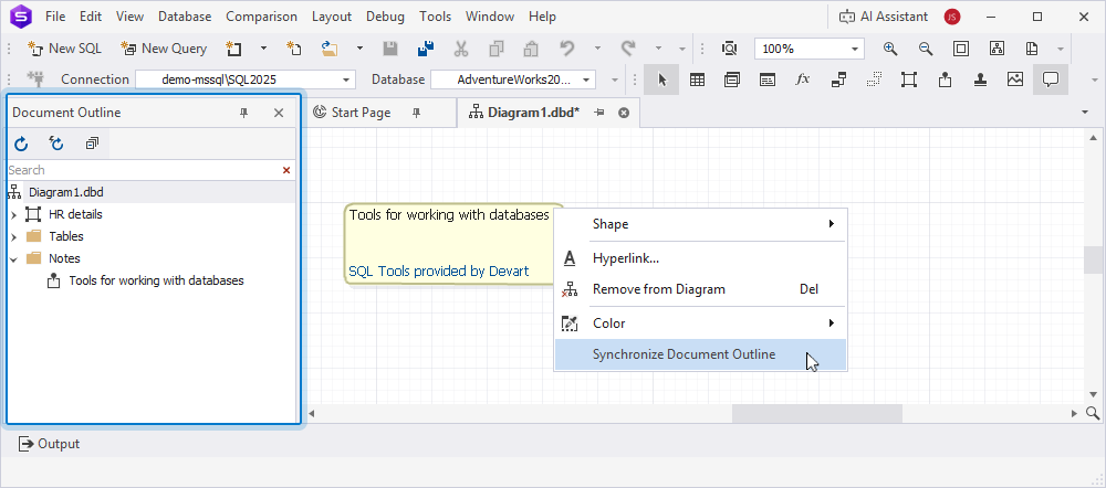 Synchronize a note with Document Outline