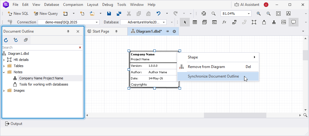 Synchronize a stamp with Document Outline