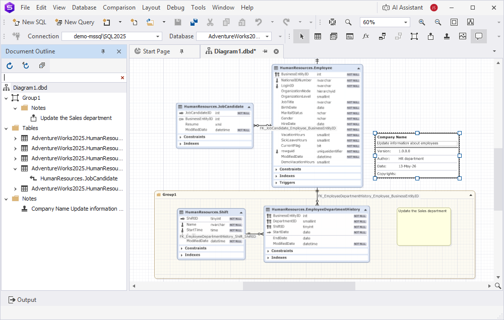 Synchronize the diagram with Document Outline