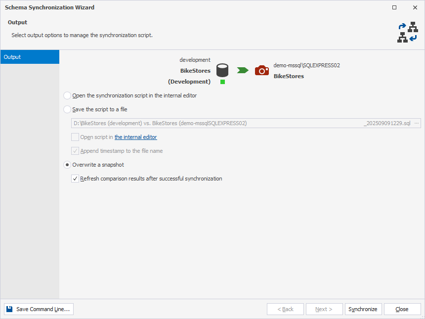 Overwrite a snapshot