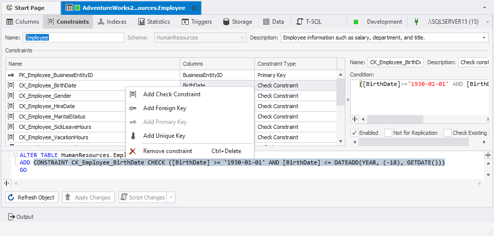 Defining Constraints