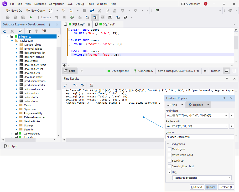 Replace text in documents