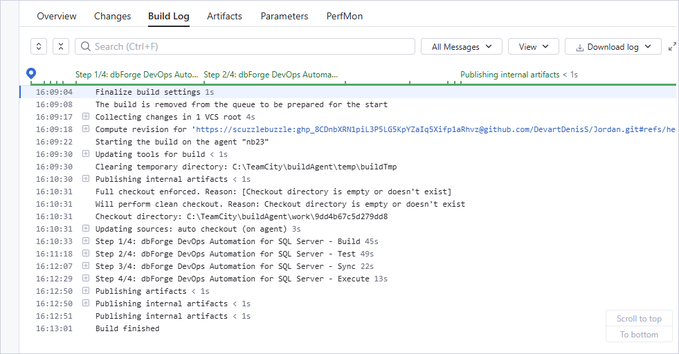 Monitor the build process