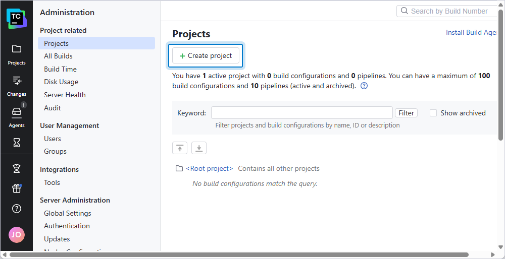 Initiate the project creation