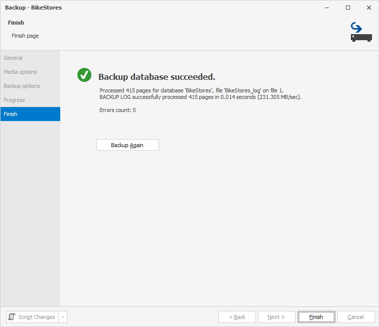 Transaction log backup is finished