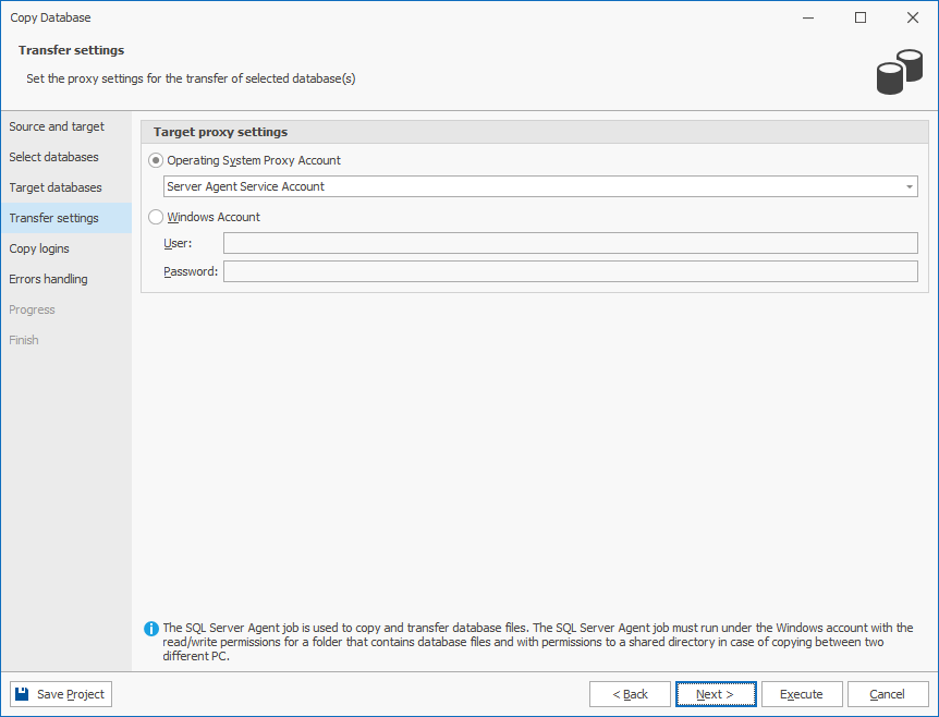 Copy SQL database wizard