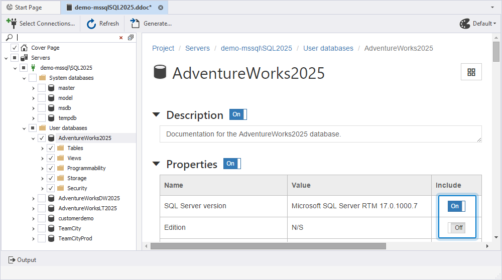 Exclude the objects from documentation