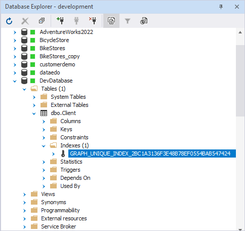 Define the index on hidden columns