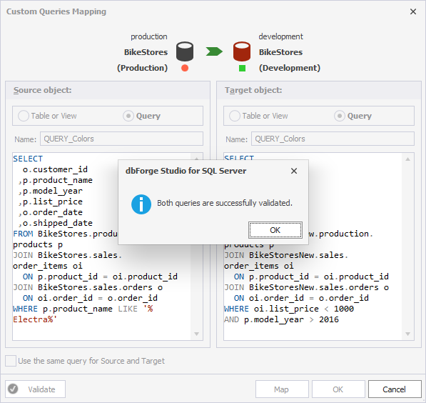 Validate custom queries