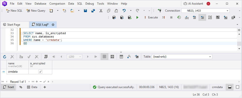 Verify the TDE status