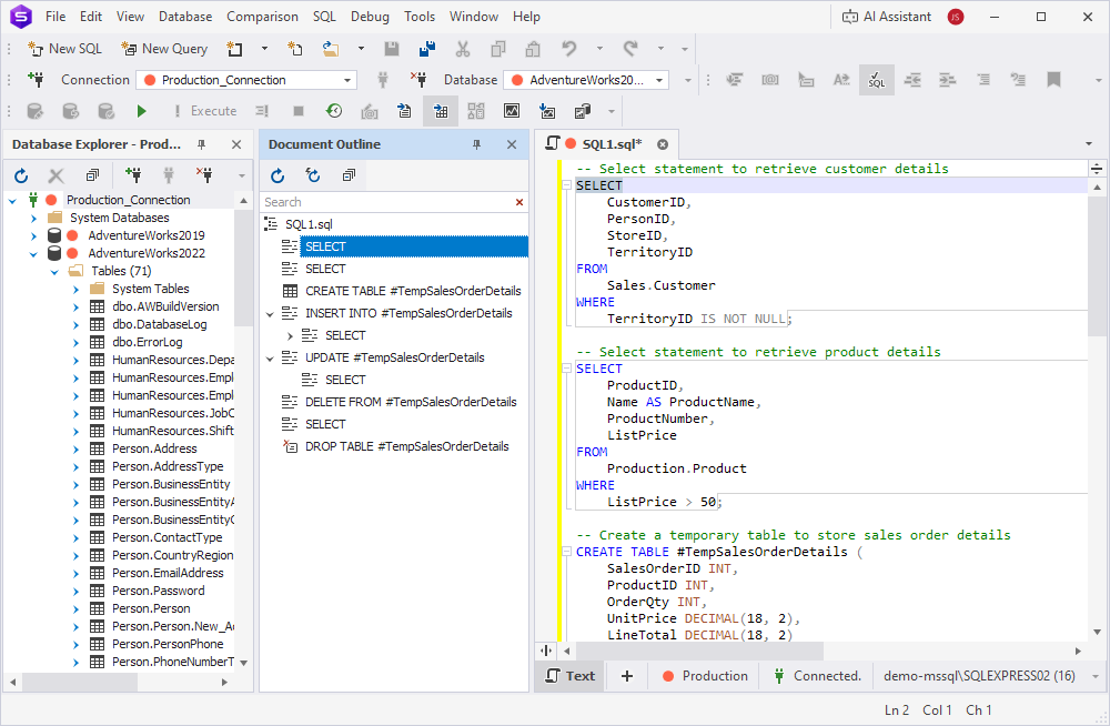 Document Outline pane