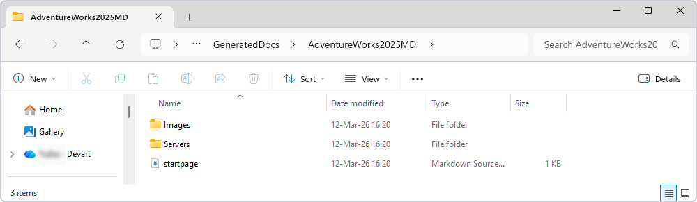 View the generated documentation structure in the Markdown format