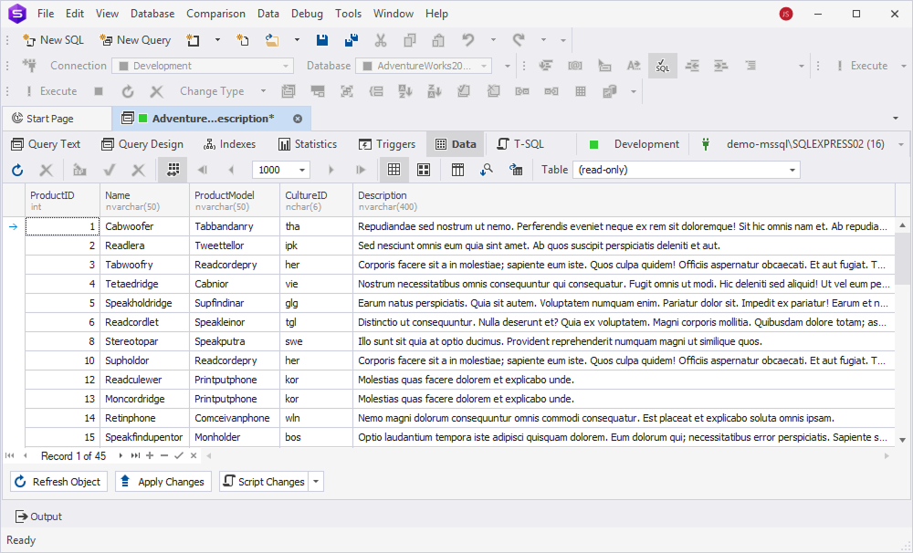 View Editor - Data