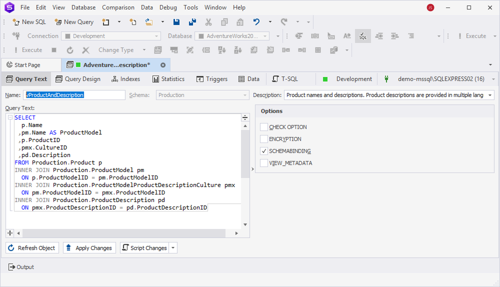 View Editor - Query Text