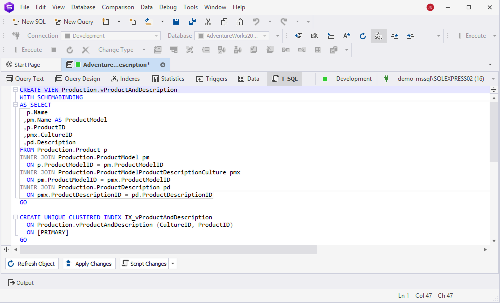View Editor - T-SQL