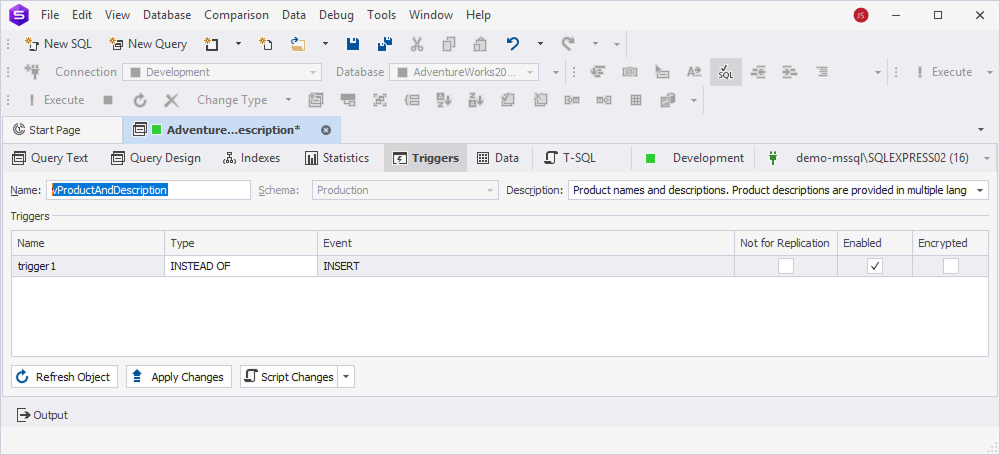 View Editor - Trigger