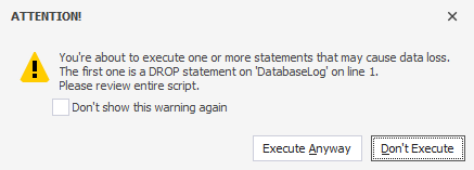 Execution Warnings window