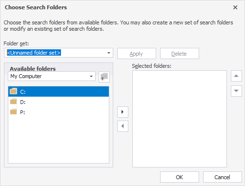 Choose Search Folder Window