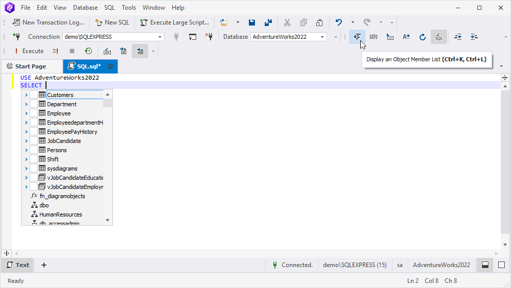 Display an Object Member List