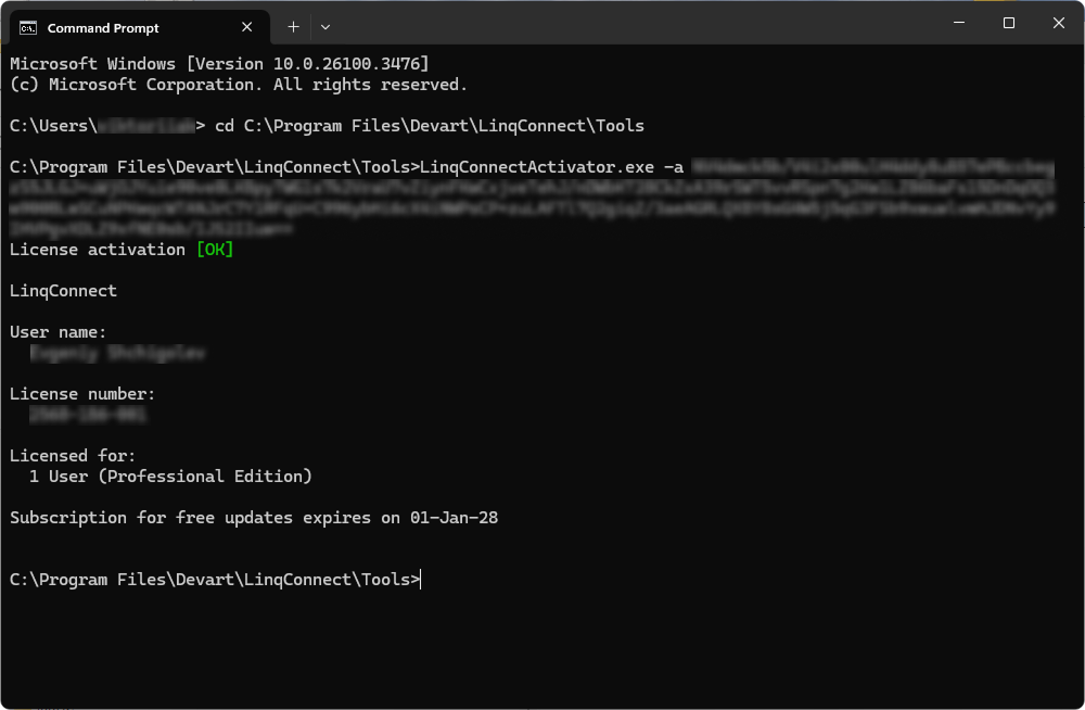 Activate via the command line