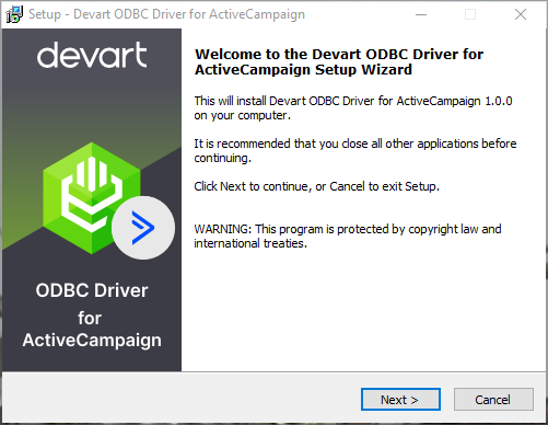 Windows 10 ActiveCampaign ODBC Driver by Devart full