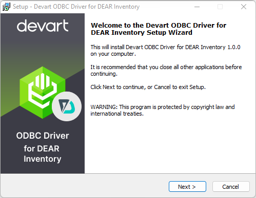 Devart ODBC Driver for DEAR Inventory Screenshot