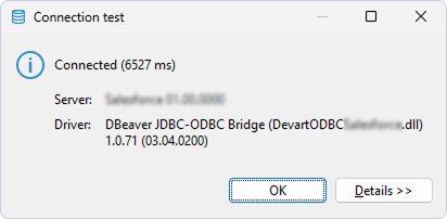 Connection test result