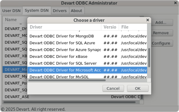 Devart ODBC Administrator