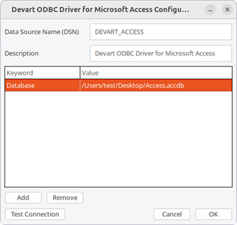 ODBC Administrator parameters