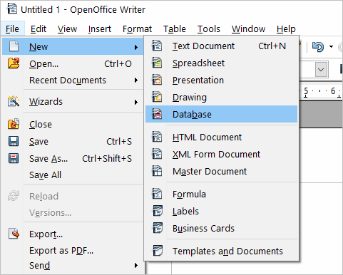 Open Office Writer New DB