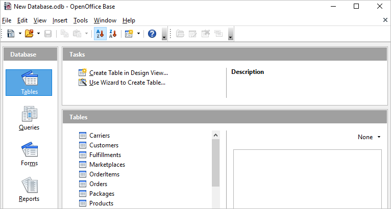 Open Office Table List