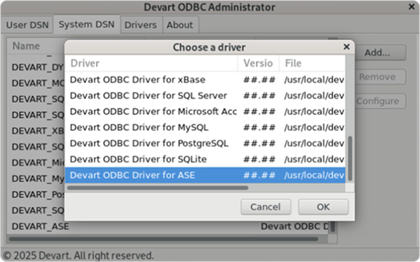 Devart ODBC Administrator