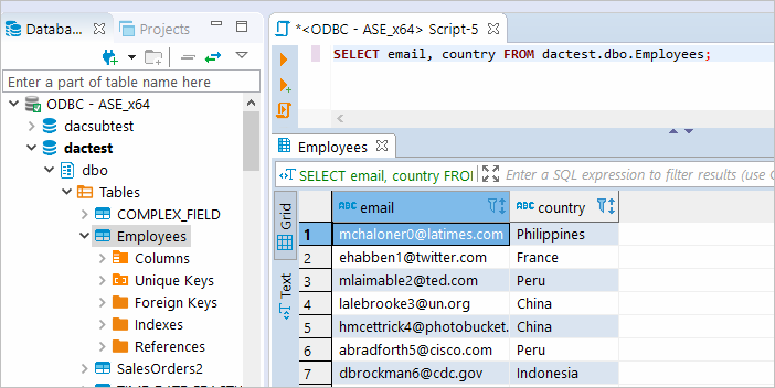 Execute SQL query in DBeaver against ASE database