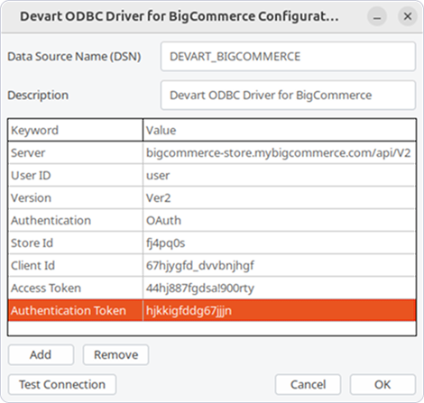 ODBC Administrator parameters